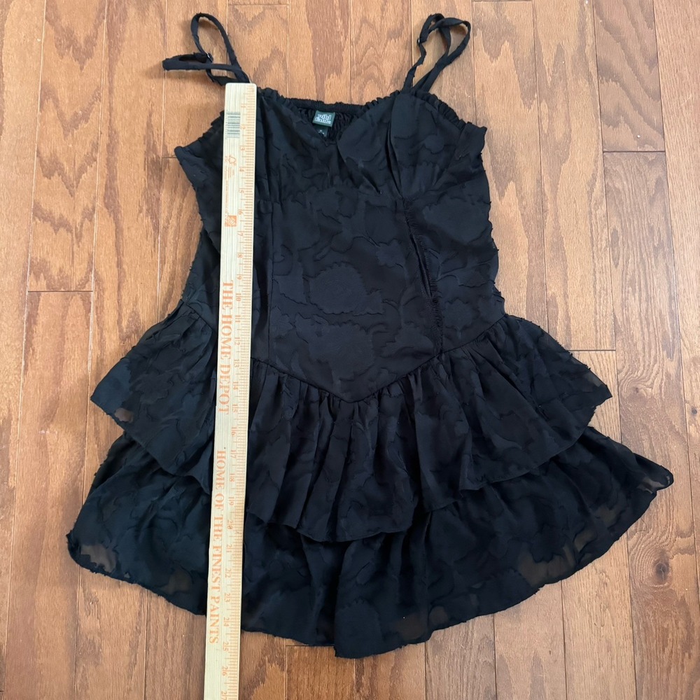 Wild Fable Black Mini Dress Women's M Ruffle Tiered Sheer Slip Festival Y2K - Picture 7 of 8